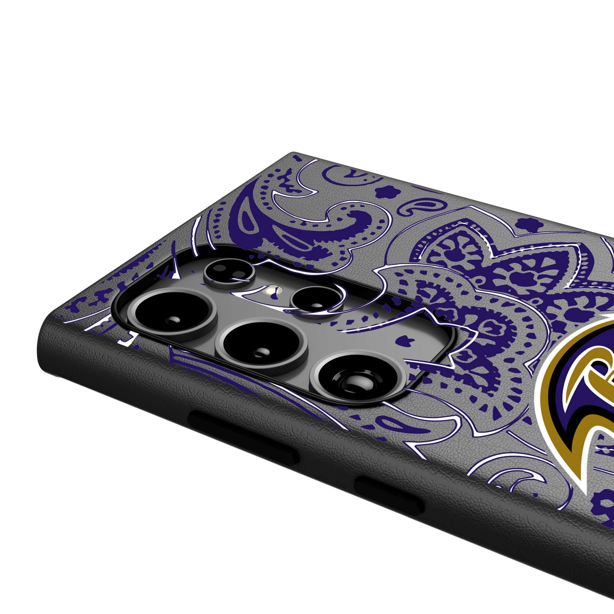 Alt View 3. Keyscaper - Baltimore Ravens Paisley Galaxy Magnetic Bump Case - S25 Ultra - Black.