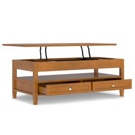 Simpli Home - Warm Shaker 48 inch Wide Solid Wood Lift Top Coffee Table - Light Golden Brown