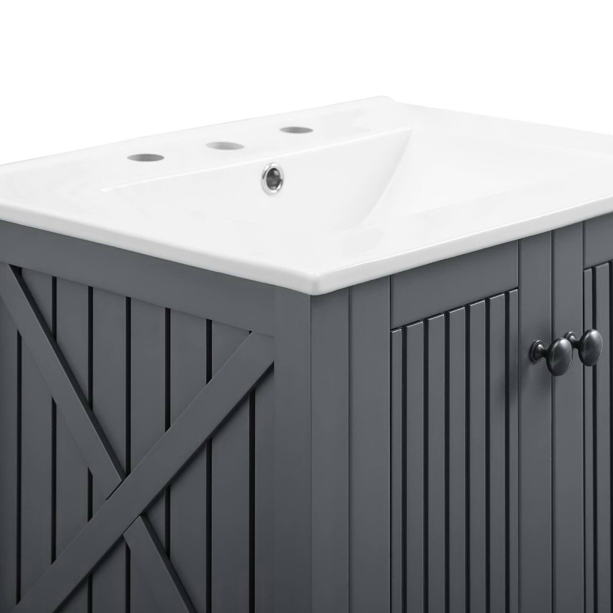 Alt View 7. Modway - Steam Bathroom Vanity Basin Included - Gray White.