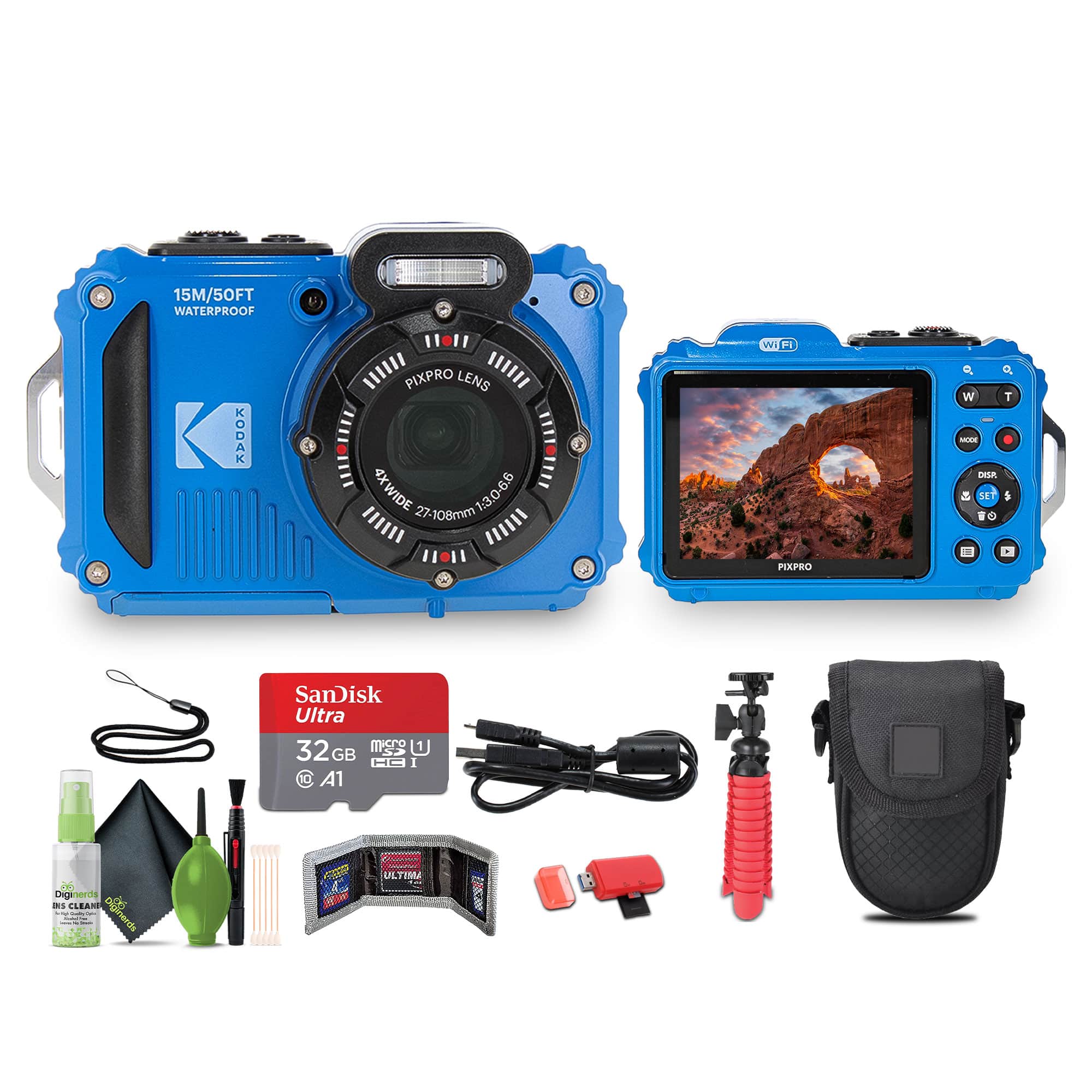 Kodak - PIXPRO WPZ2 Rugged Waterproof Dustproof Digital Vlogging Camera - Blue