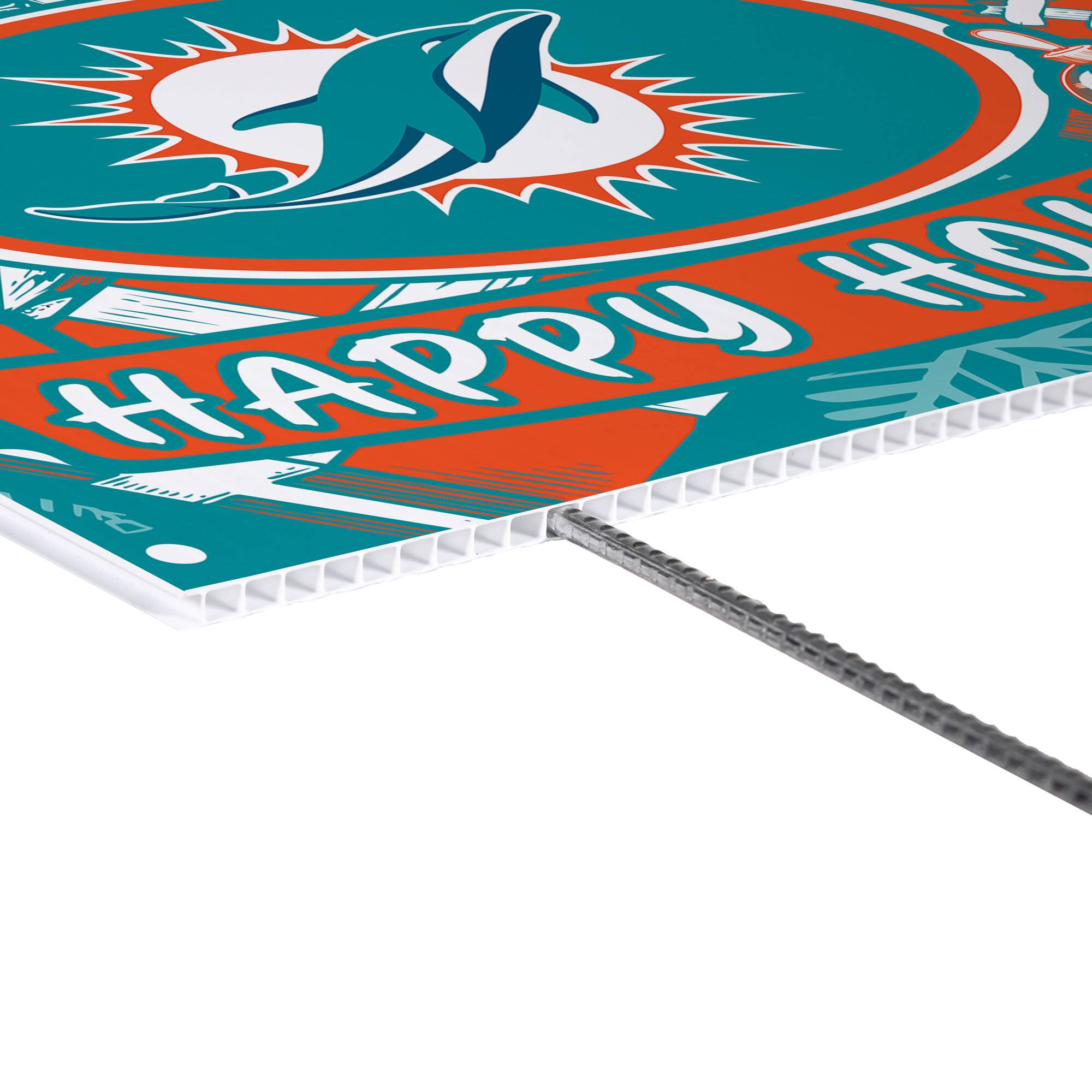 Alt View 2. Evergreen Enterprises - Miami Dolphins 24" x 18" Happy Holidays Christmas Outdoor Staked Yard Sign - Multicolor.