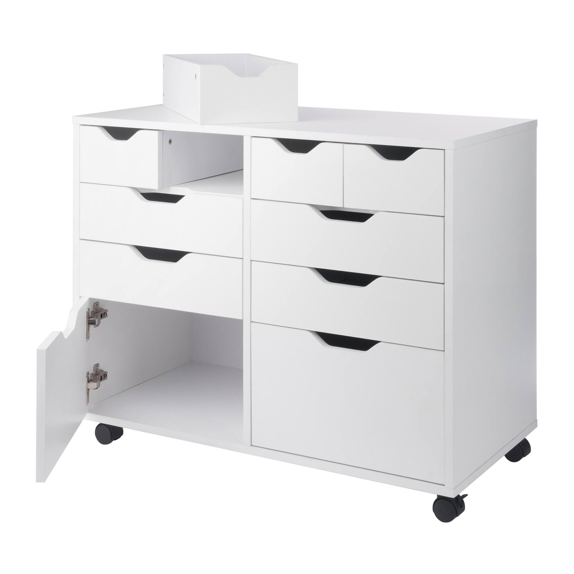 Alt View 1. Winsome Wood - Halifax Bins & Drawers Multi-Storage Wide Mobile Cabinet - White.