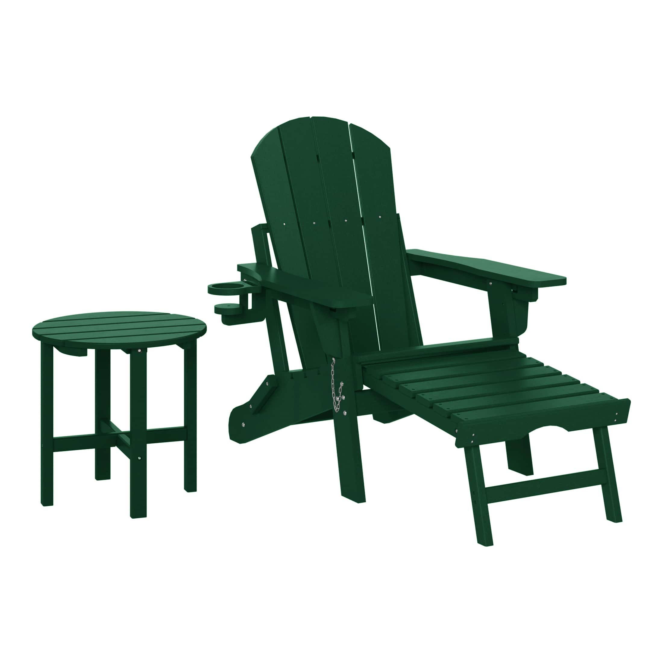 WestinTrends - Malibu 2-Piece Outdoor Folding Adjustable Adirondack Chair with Cup Holder & Side Table - Dark Green price history on PriceWatchPro
