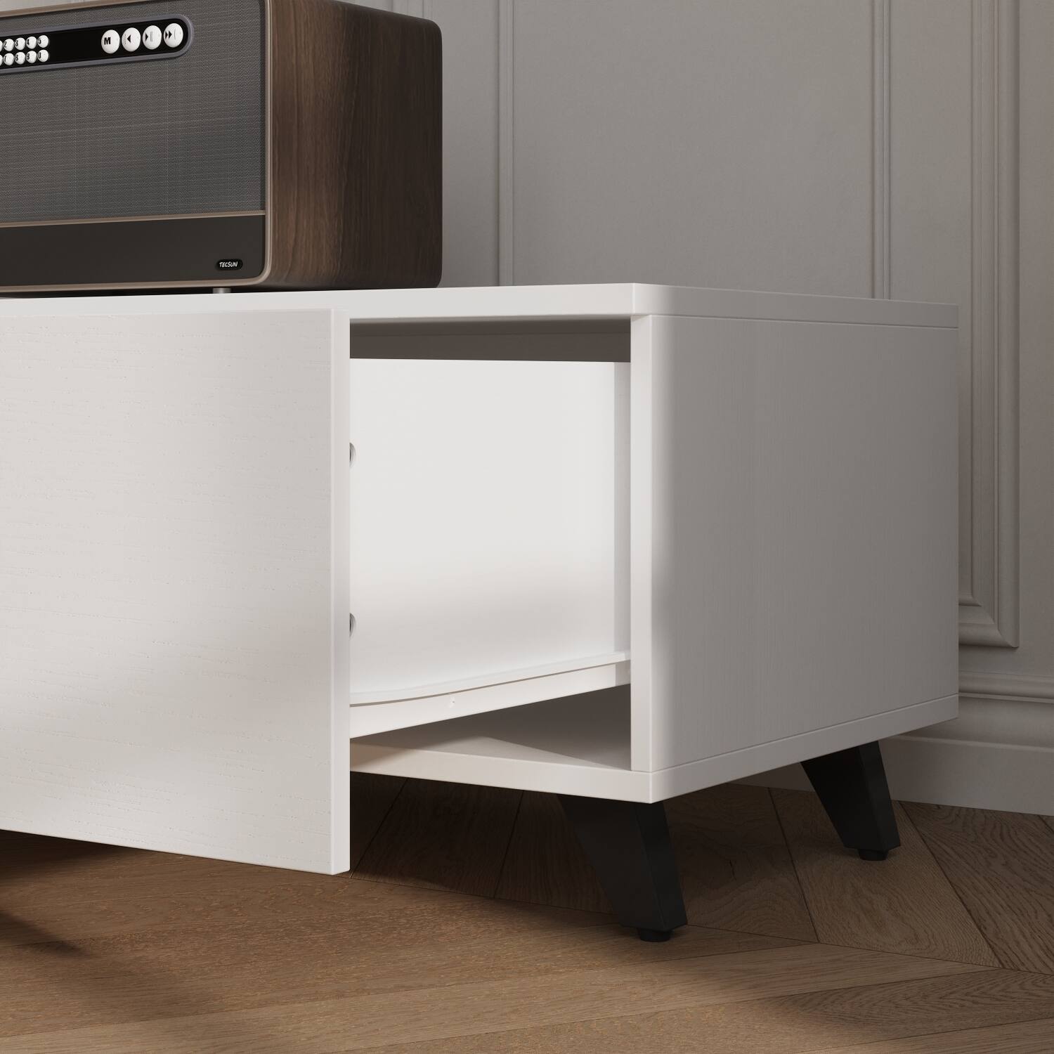 Alt View 9. FUFU & GAGA - FUFU&GAGA Modular TV Stand - Fits 60" TVs, Convertible Design, White Finish - White.