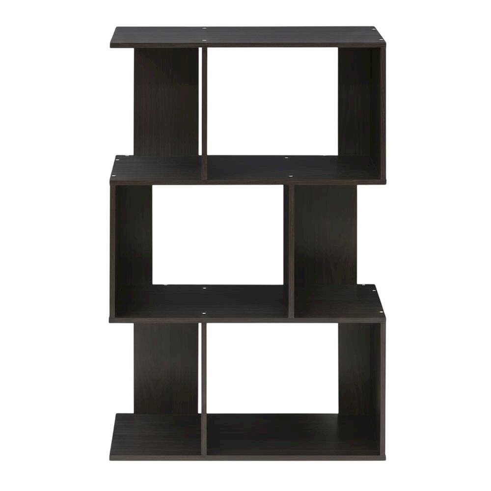 Back. FurniFact - Espresso 3-Tier Open Book Shelf with Rustic Wooden Design - Expresso.