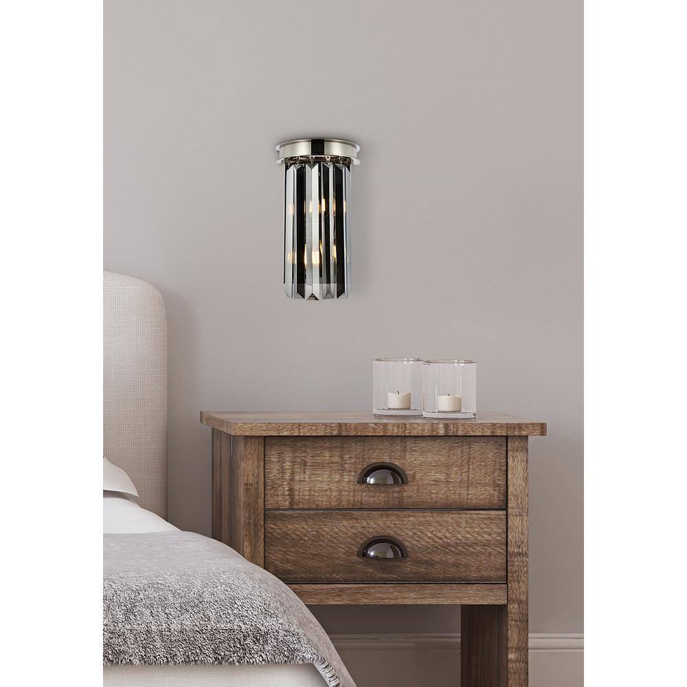 Back. Urban Classic - Sydney 2 light polished nickel Wall Sconce Silver Shade (Grey) Royal Cut Crystal - Polished Nickel.