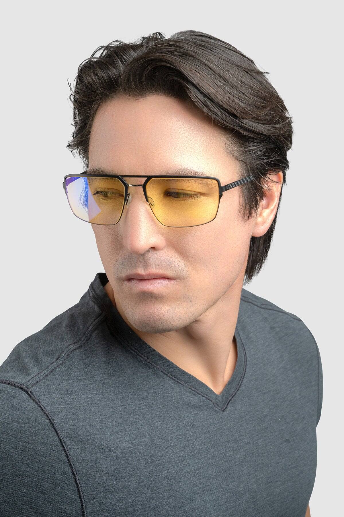 Alt View 1. GUNNAR - GUNNAR Computer Glasses  -  Pinnacles, Onyx Silver, Amber Lens - Blue Light Blocking, Relieve Dry Eye, Anti Glare - Onyx/Silver.