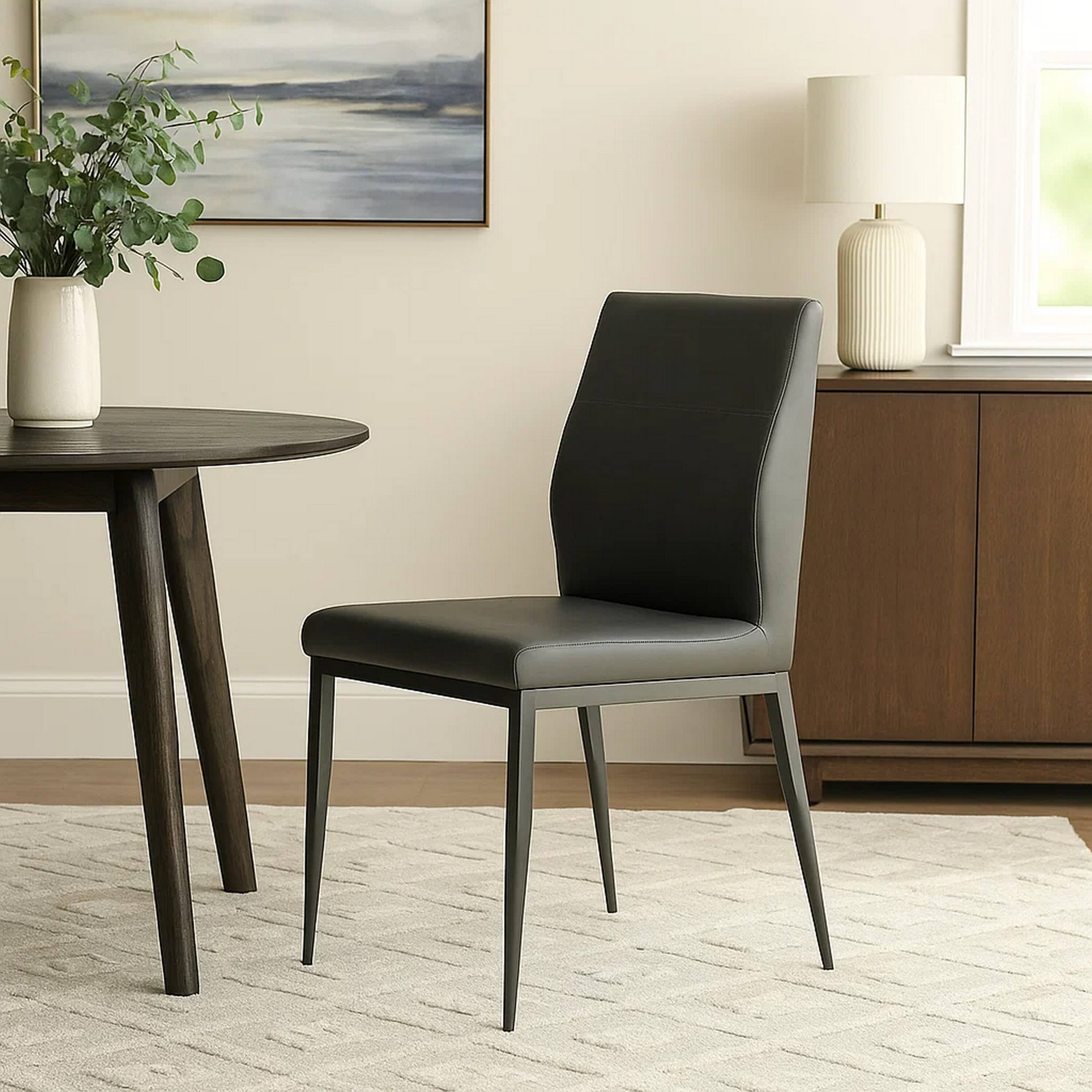 Alt View 6. Manhattan Lane - Chair with Faux Leather and Sleek Metal Legs - Gray.