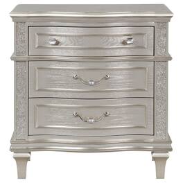 Coaster Home Furnishings - Evangeline 3-drawer Nightstand - Silver