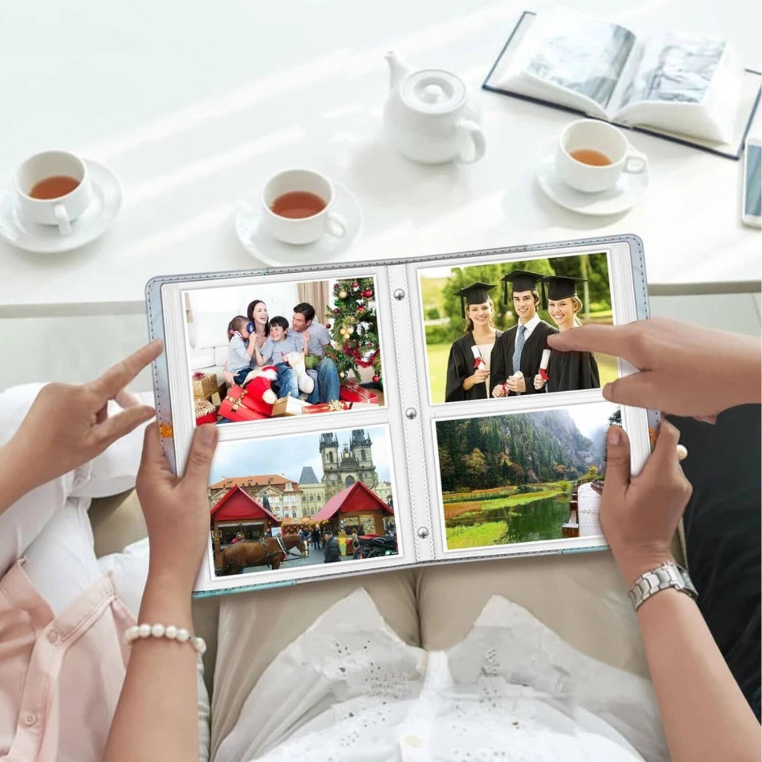 Back. Stock Preferred - 4x6 Photo Album 112 Pocket Capacity Mini Book with Vegan PU Leather Cover - Blossom.