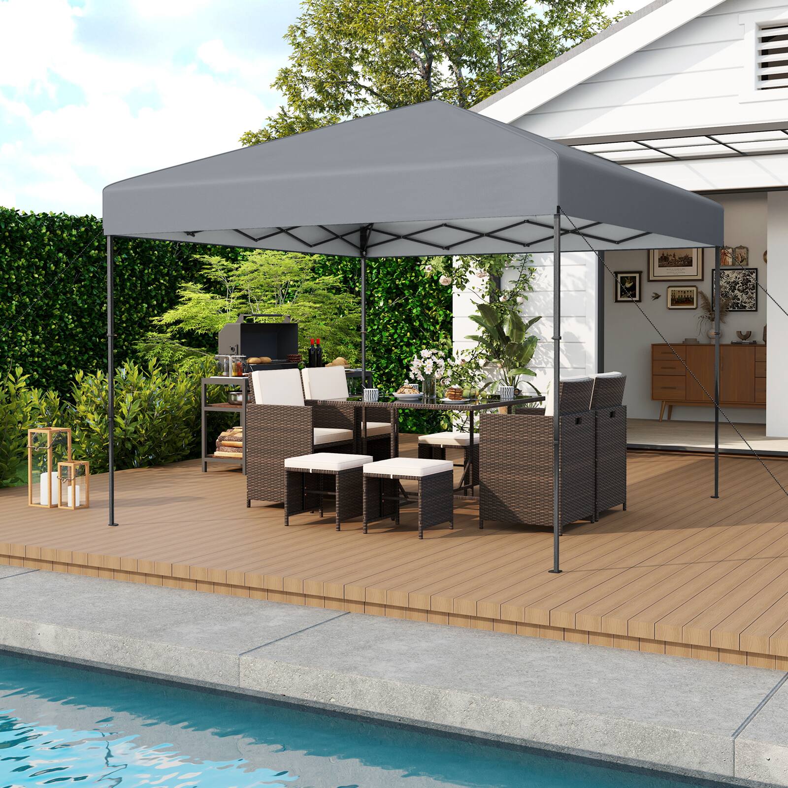 Alt View 3. Gymax - Gymax 10 X 10 FT Pop up Canopy Tent w/ Portable Carrying Bag 8 Stakes 4 Wind Ropes Gray - Gray.