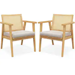 Kadyn - Dining Chairs, Kitchen Chairs Trattoria Chairs,Mid Century Modern Accent Chairs Set of 2 with Breathable Rattan - Brown