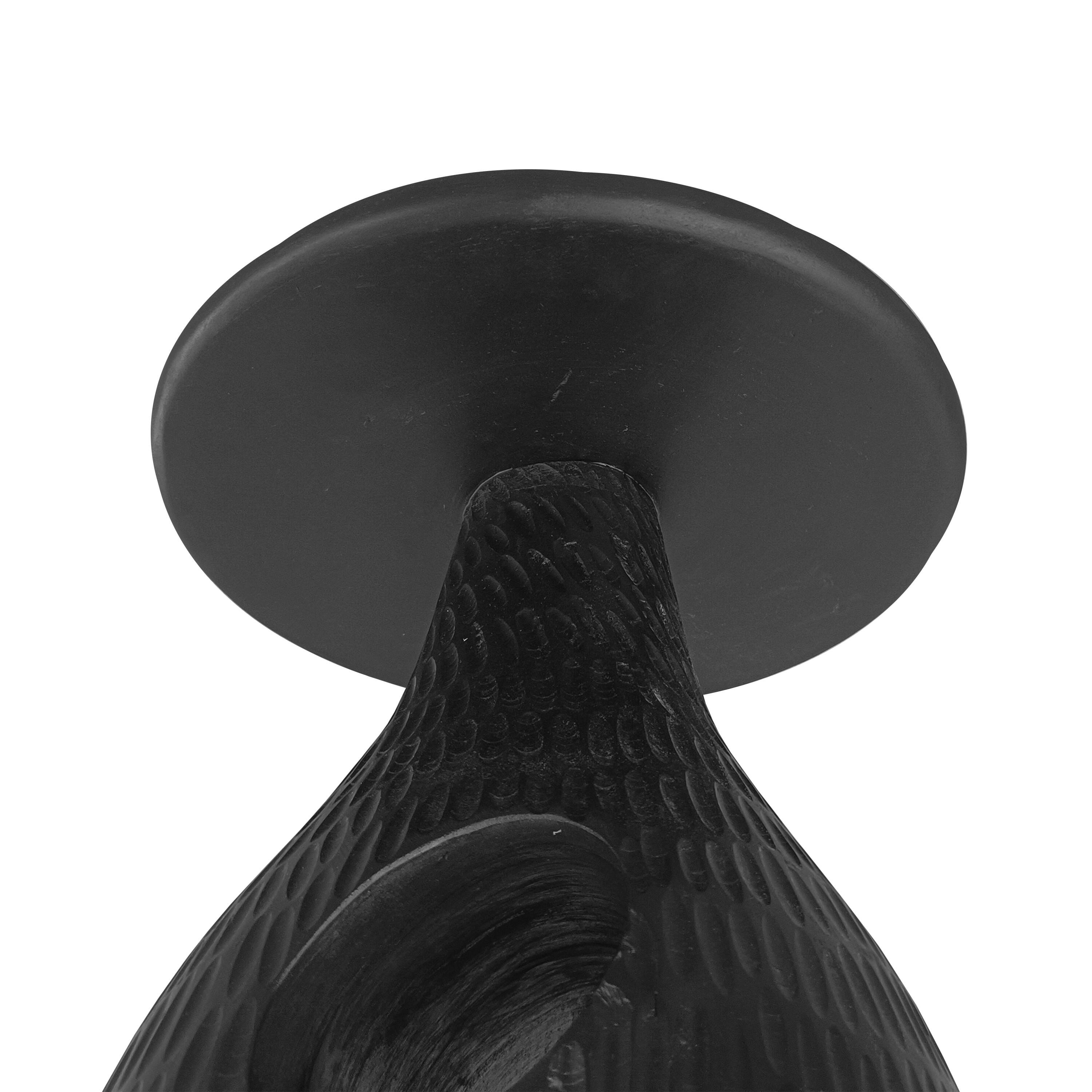 Alt View 5. Manhattan Lane - 14 Inch Side End Table, Artisan Handcrafted Mango Wood, Embossed Teardrop Shaped Base - Black.