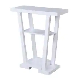 FurniFact - Newport Console Table with Two Shelves, Versatile Use Woodgrain Finish - White