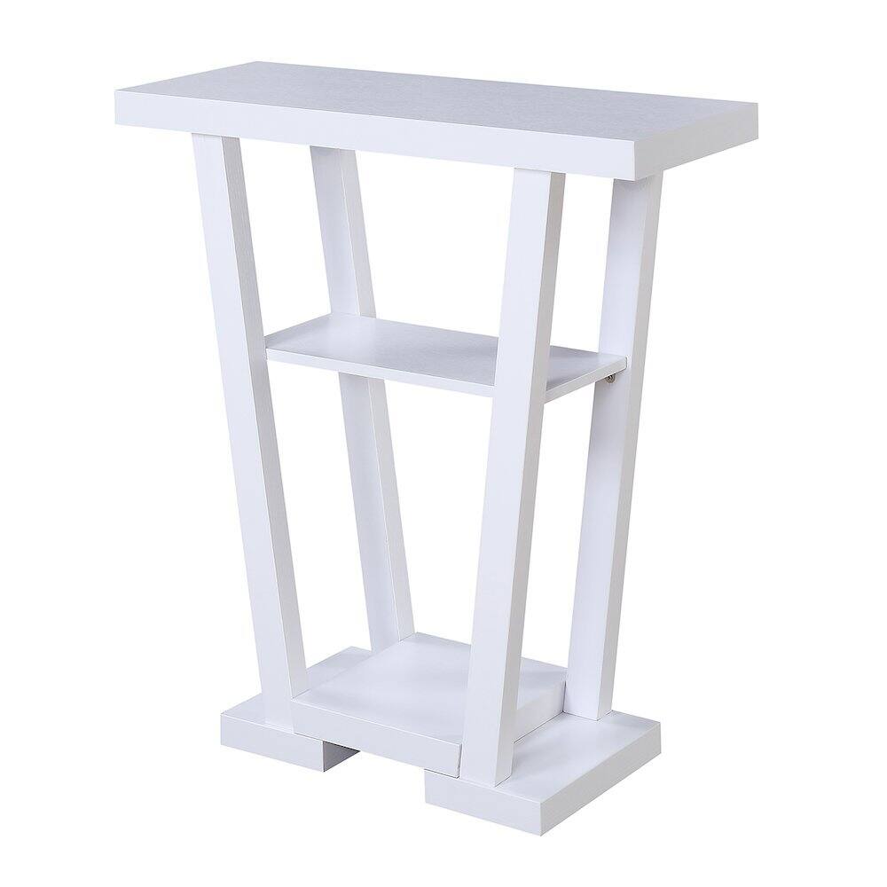 FurniFact - Newport Console Table with Two Shelves, Versatile Use Woodgrain Finish - White