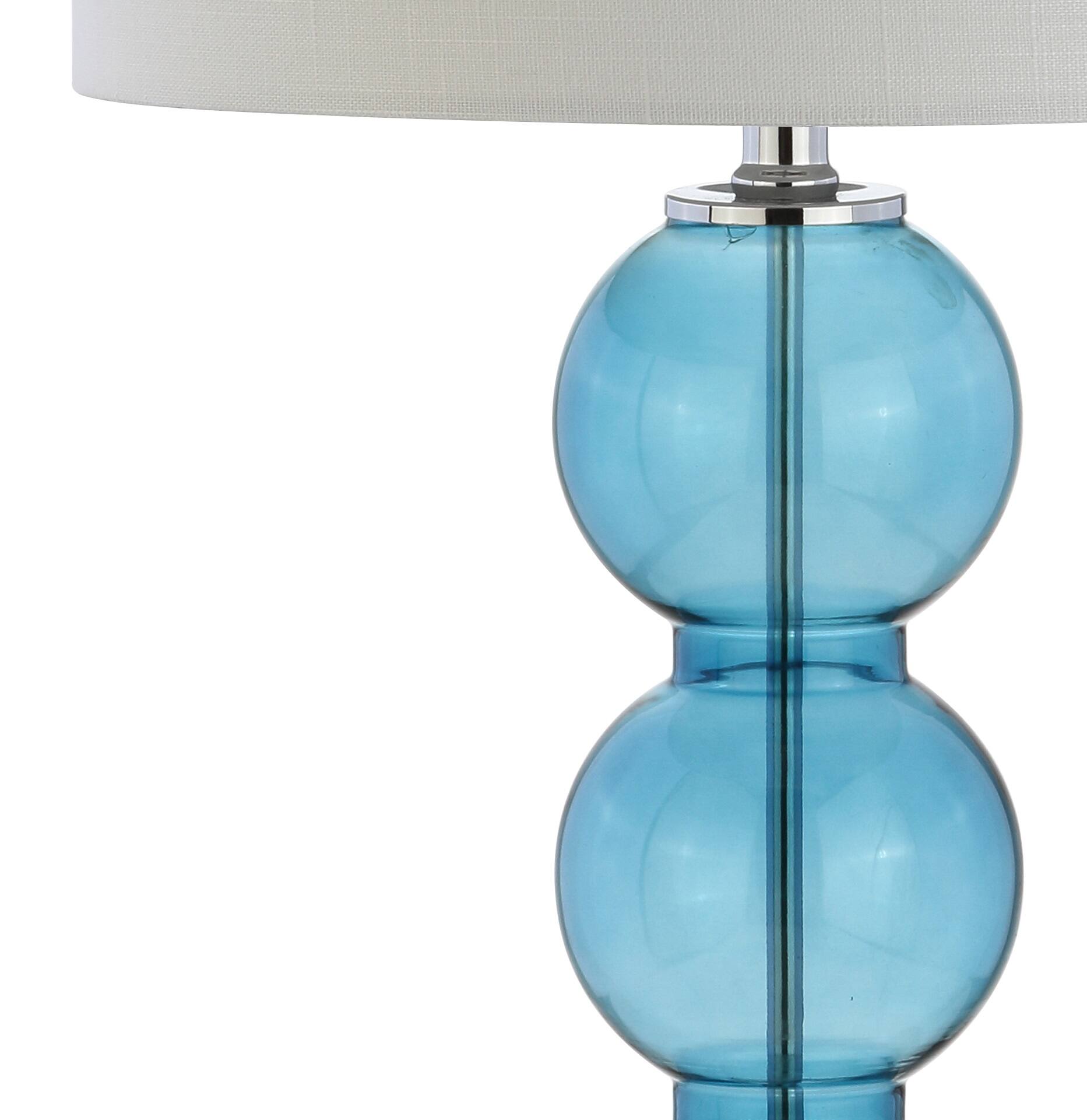 Alt View 6. Jonathan Y - Bella 27" Glass Triple-Sphere LED Table Lamp, Sky Blue/Chrome (Set of 2) - Sky Blue.