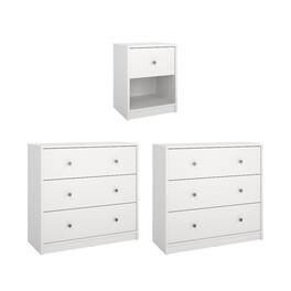 Tvilum - 3-Piece Bedroom Set - Nightstand And Chest Set Of 2 - White