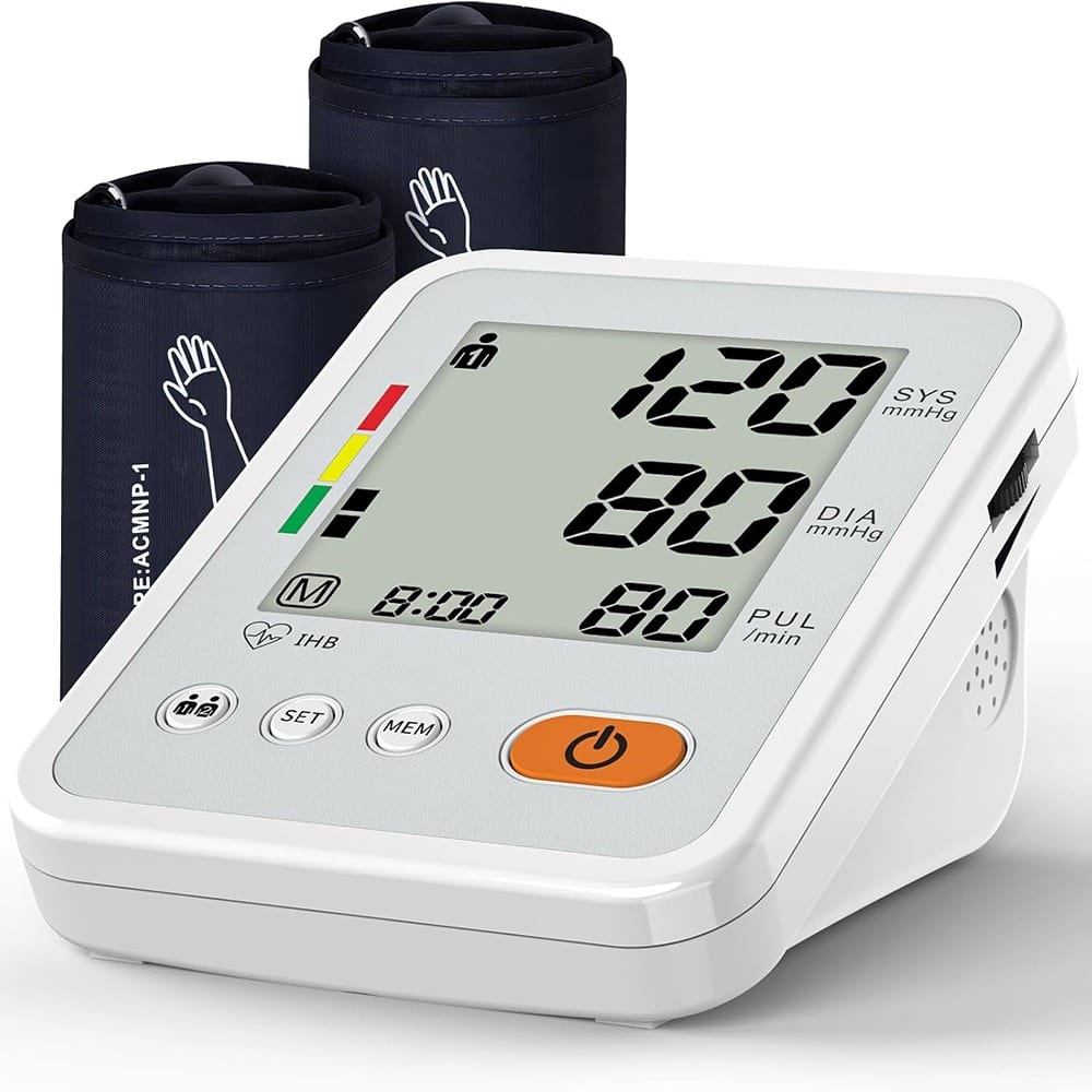 RTMB - Upper Arm Blood Pressure Monitor with Dual Cuffs (22–55 cm), 2×120 Memory - White