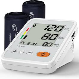 RTMB - Upper Arm Blood Pressure Monitor with Dual Cuffs (22–55 cm), 2×120 Memory - White