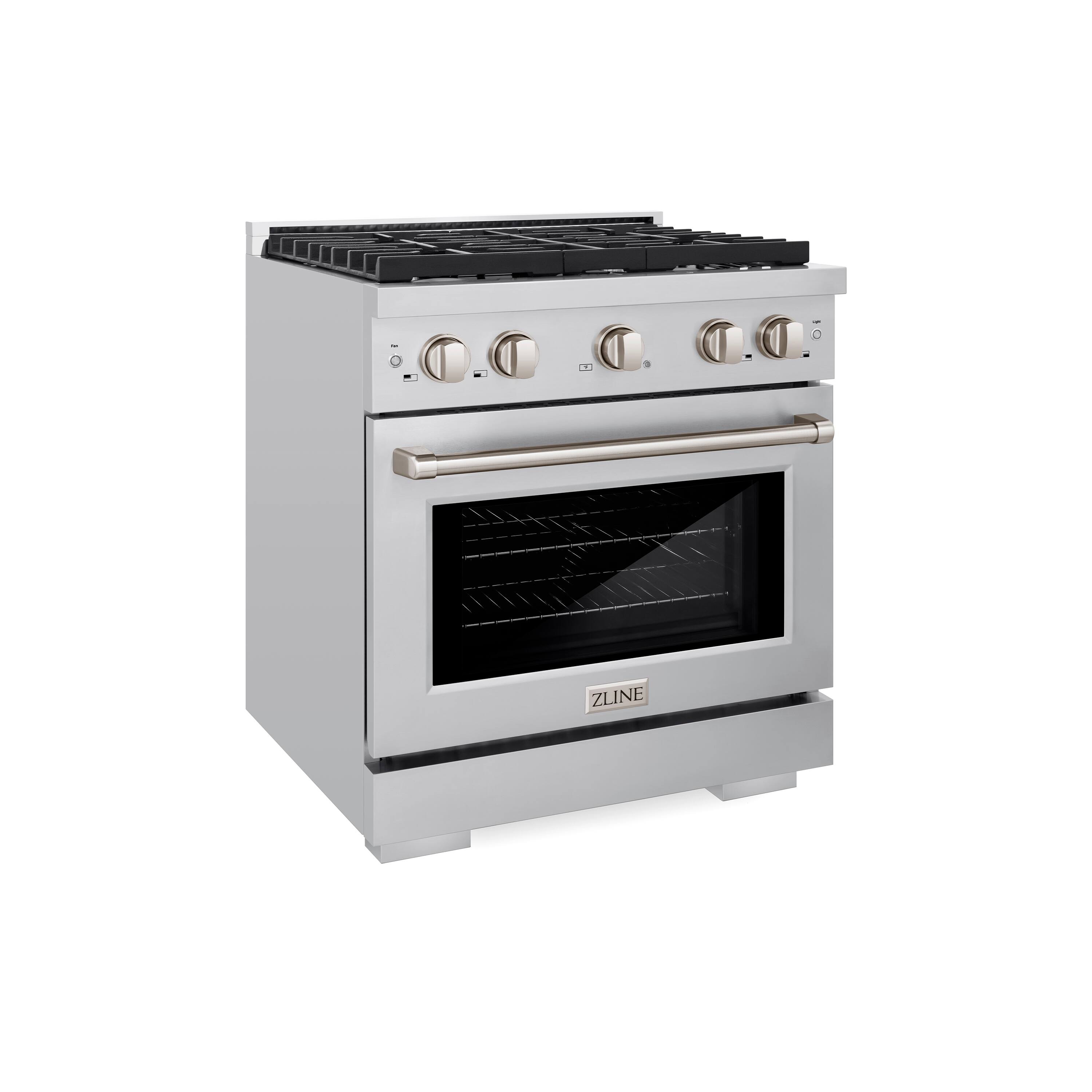 ZLINE - 30” Freestanding 4.2 cu. ft. Paramount Gas Range w/ 4 Burner Cooktop & Convection Oven in Stainless Steel (SGR30) - Stainless Steel