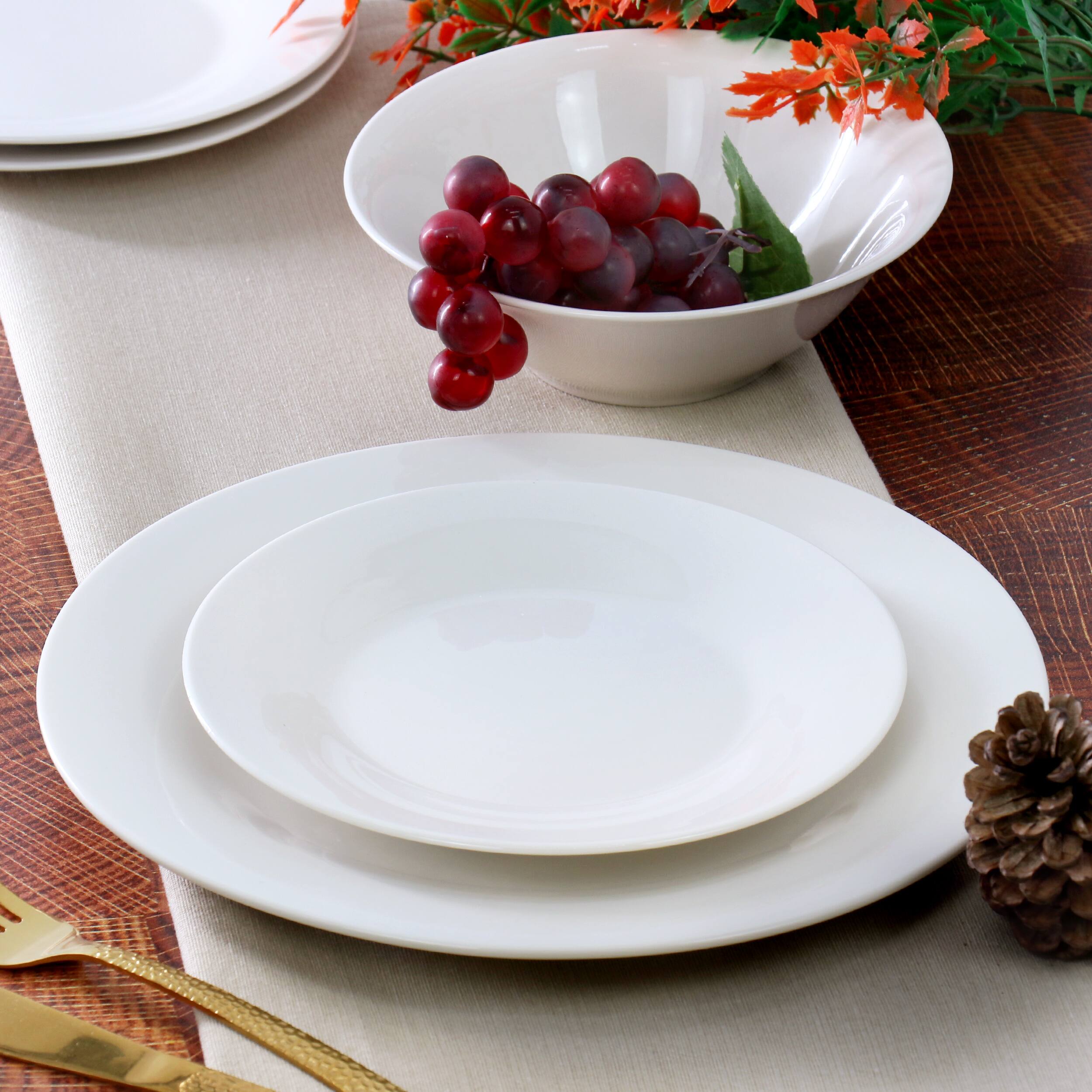 Alt View 5. Gibson - Gibson Home Everyday 12 Piece Round Fine Ceramic Dinnerware Set in White - White.