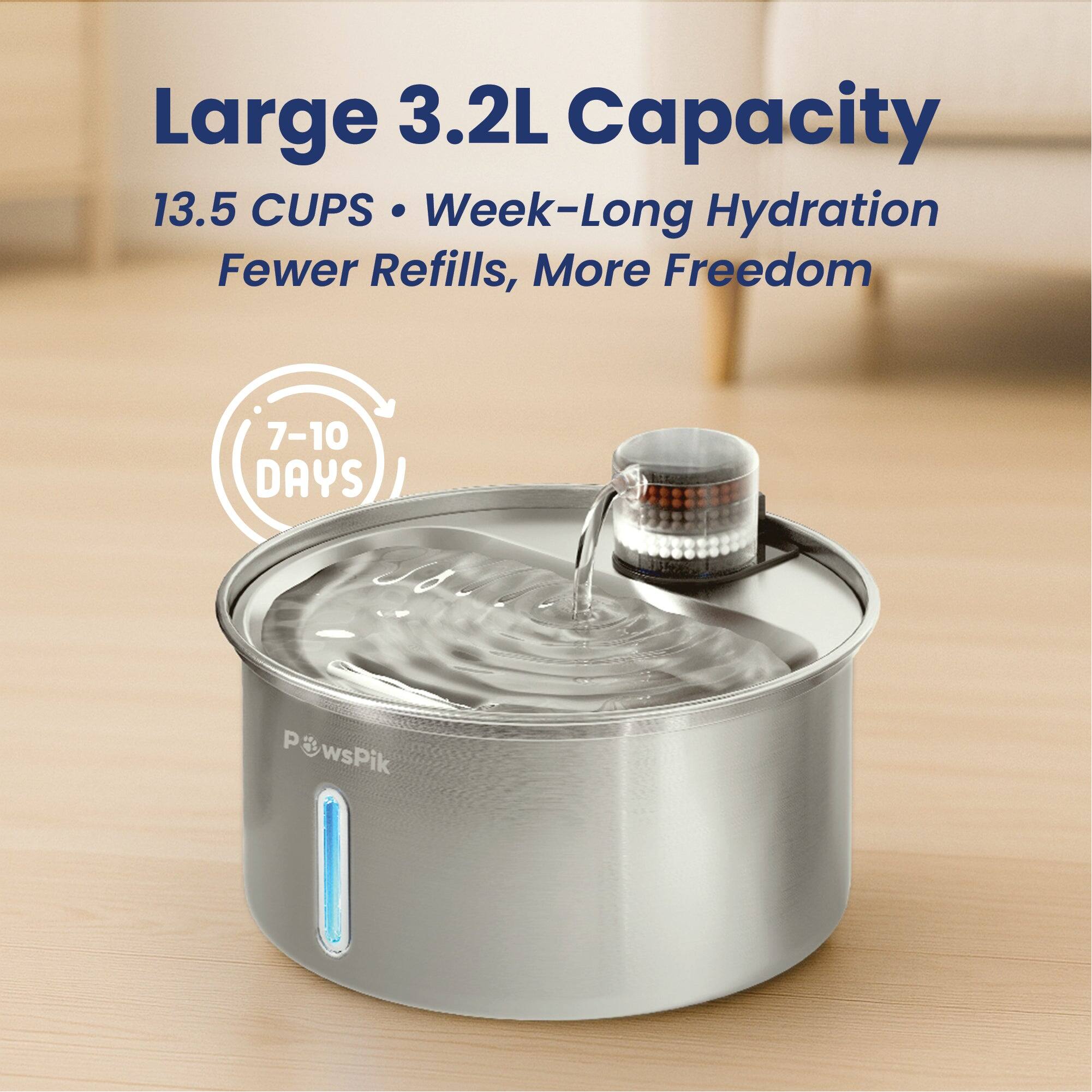 Large 3.2L Capacity  
13.5 CUPS • Week-Long Hydration  
Fewer Refills, More Freedom  

7-10 DAYS  

P&wsPik