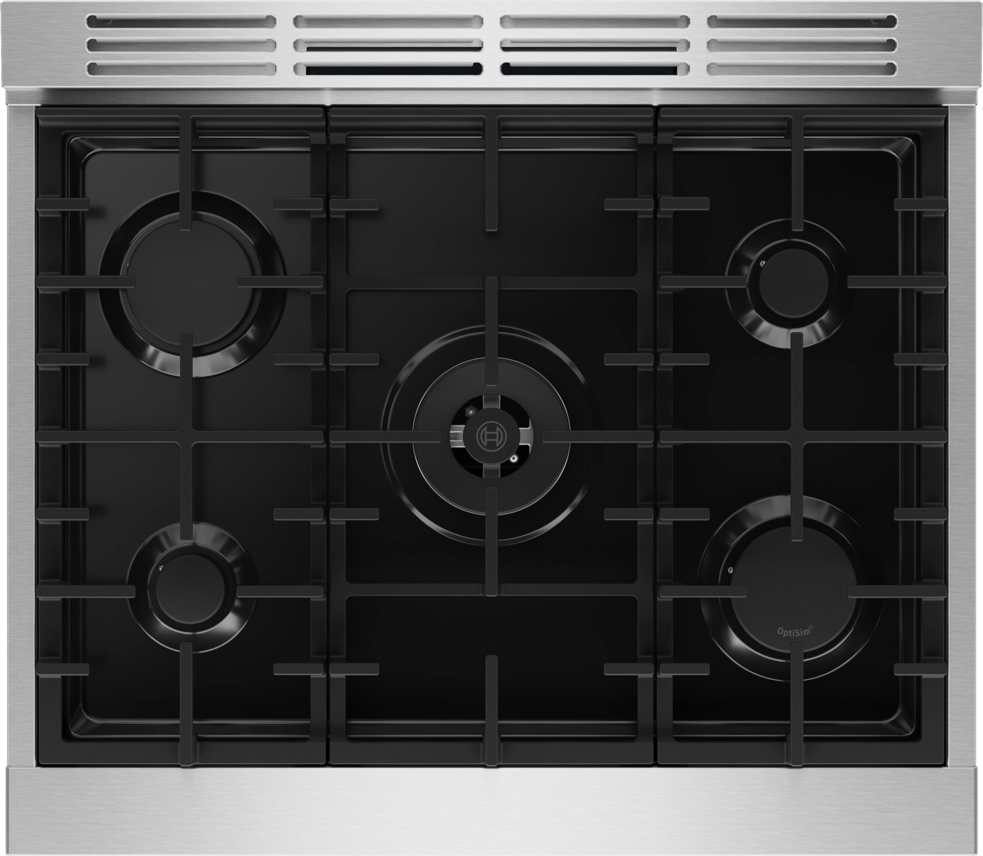 Alt View 1. Bosch - 800 Series 30 in. Wide 2.8 Cu. Ft. Industrial Style Dual Fuel True Convection Range with 5 Burners - Stainless Steel.