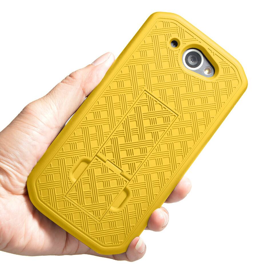 Alt View 4. Nakedcellphone - Case with Stand and Belt Clip Holster for CAT S48c - Yellow.