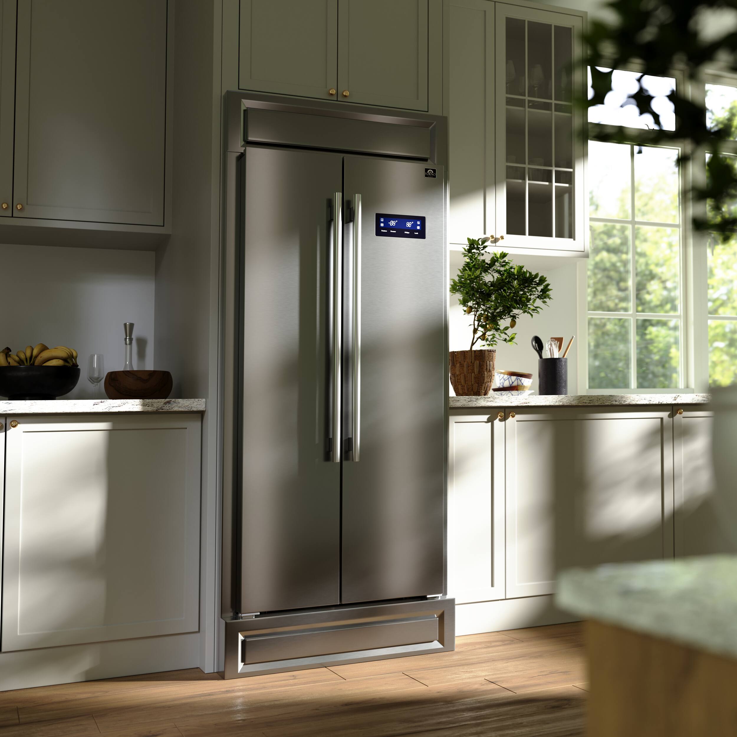 Alt View 13. Forno Appliances - Salerno 15.6 Cu. Ft. Built-In Side-by-Side Refrigerator with Spill-proof Shelves - Stainless Steel VCM.