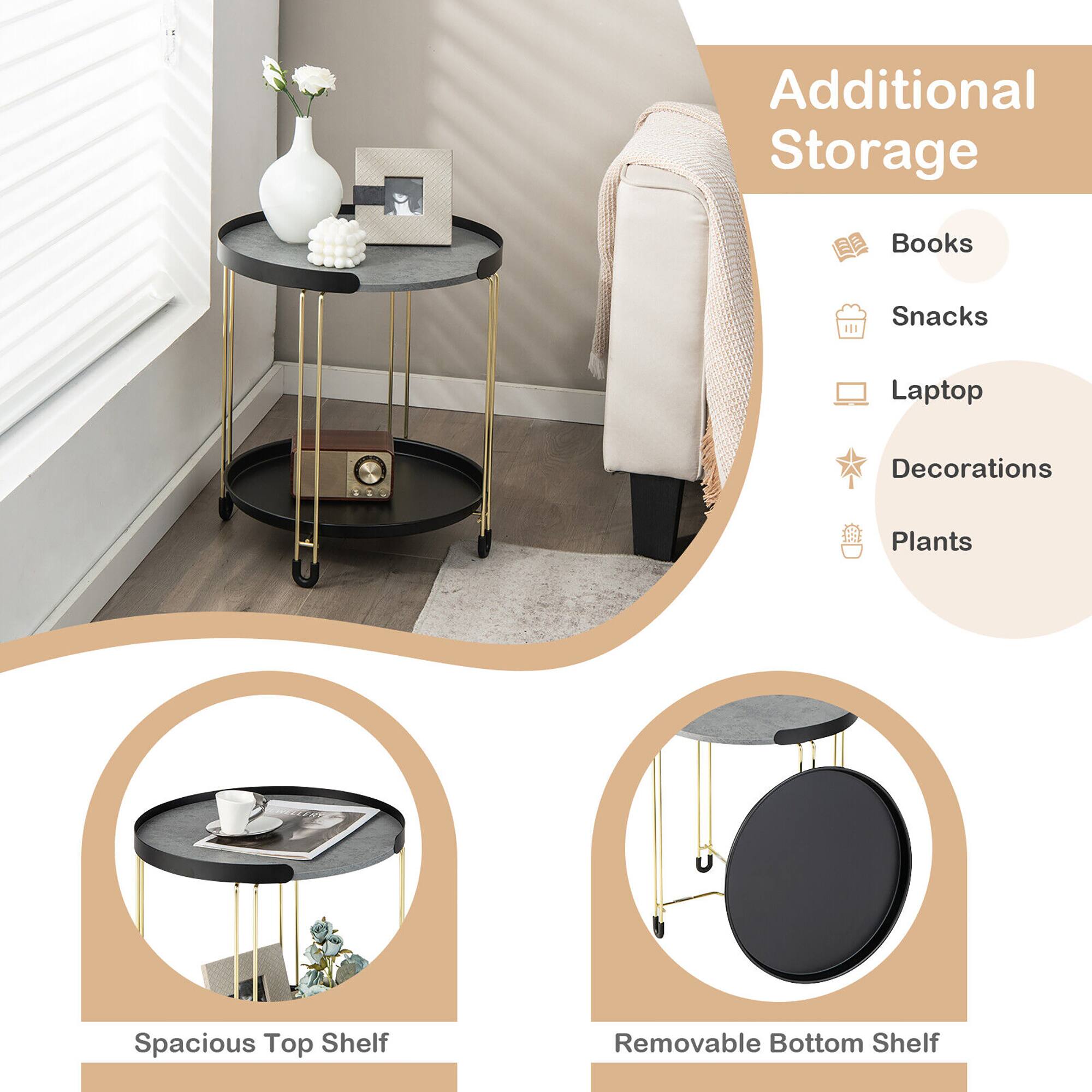 Additional Storage

- Books
- Snacks
- Laptop
- Decorations
- Plants

Spacious Top Shelf

Removable Bottom Shelf