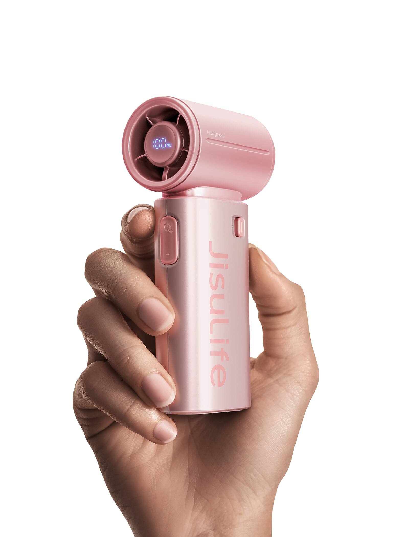 Jisulife - Handheld Fan Life9S, 22H Max Cooling Time, 5000mAh USB Rechargeable, Mini Pocket Design, Personal Fan for Travel Concert - Pink