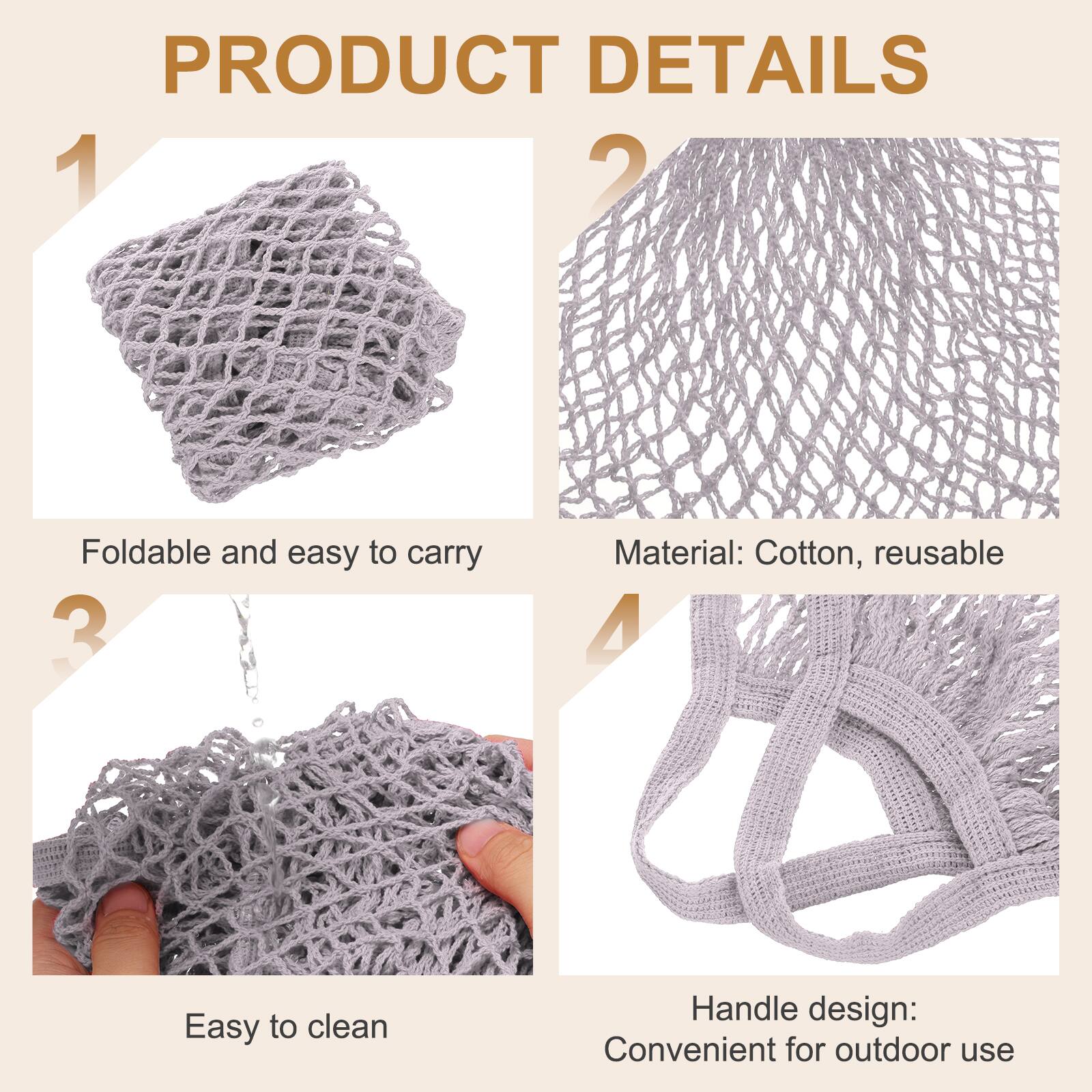 PRODUCT DETAILS

1. Foldable and easy to carry
2. Material: Cotton, reusable
3. Easy to clean
4. Handle design: Convenient for outdoor use
