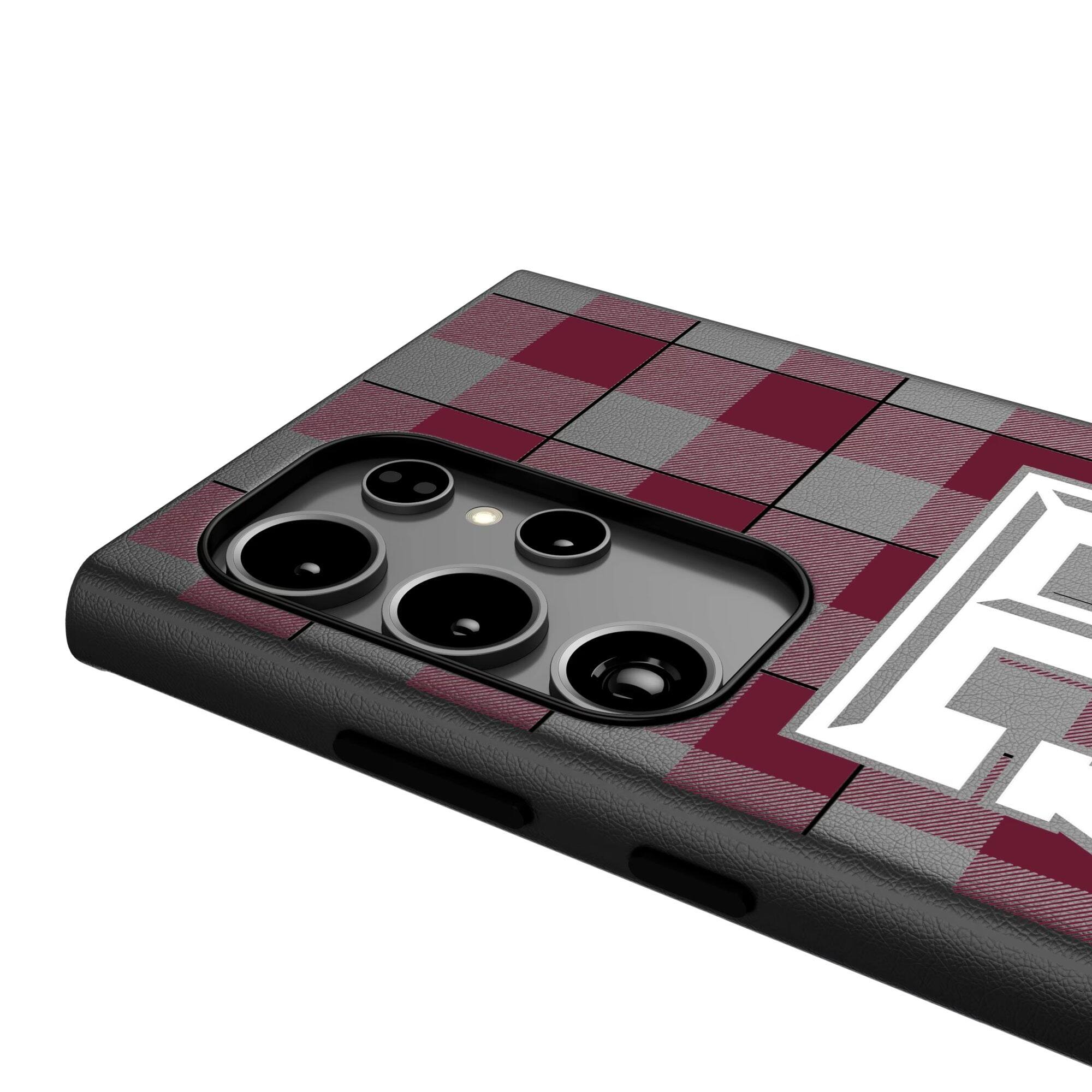 Alt View 3. Keyscaper - Texas A&M Aggies Plaid Galaxy Magnetic Bump Case - S24 Ultra - Black.