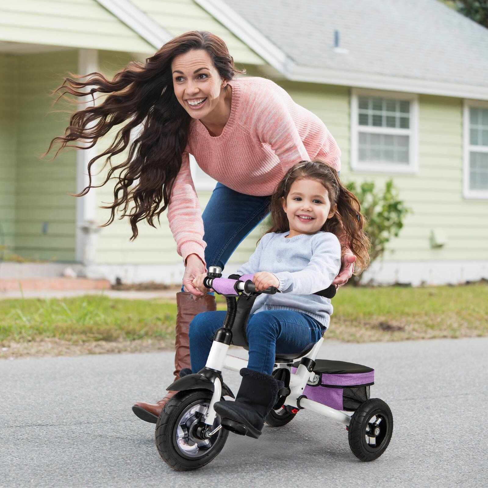 Alt View 3. Gymax - Gymax 5-in-1 Folding Trike for Toddlers 1-5 Years Old w/ Safety Harness Storage Pink - Pink.