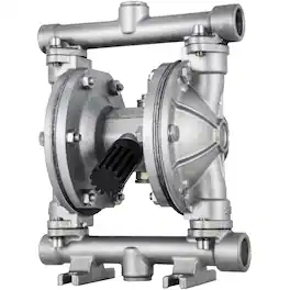 VEVOR - Air-Operated Double Diaphragm Pump, 1/2 in Inlet & Outlet, Stainless Steel Body, 3 GPM & Max 90 PSI - White;Black