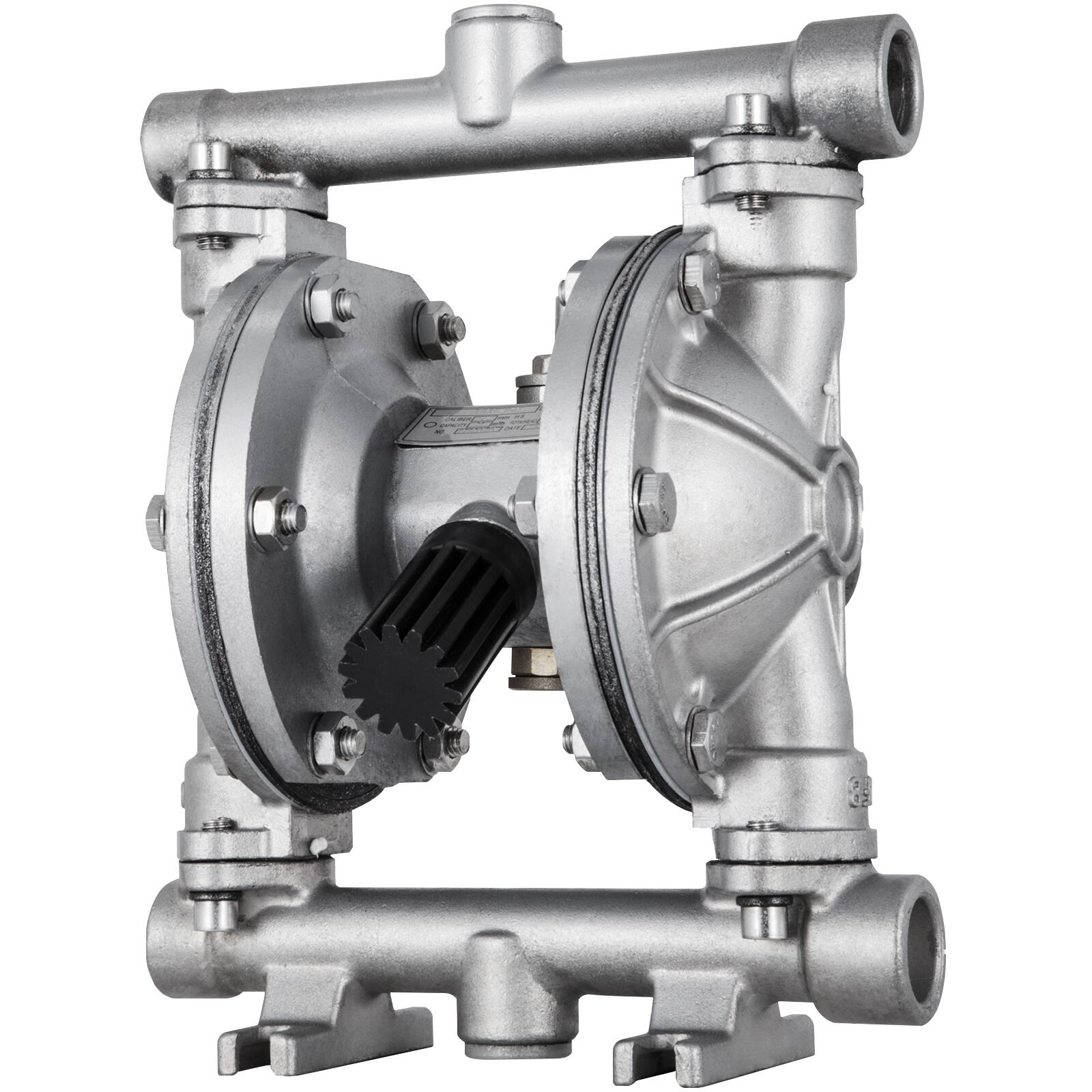 Front. VEVOR - Air-Operated Double Diaphragm Pump, 1/2 in Inlet & Outlet, Stainless Steel Body, 3 GPM & Max 90 PSI - White;Black.