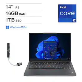 Lenovo - ThinkPad E14 G5 Laptop 14.0 WUXGA (Intel i7-1355U, 16GB DDR4, 1TB M.2 PCIe SSD, Win 11 Pro) w/USB Hub - Black