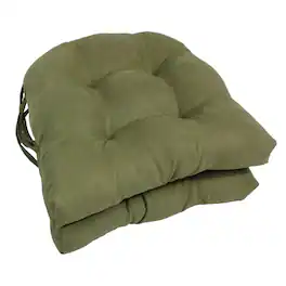 Blazing Needles - 16-inch Solid Microsuede U-shaped Tufted Chair Cushions (Set of 2) - Sage