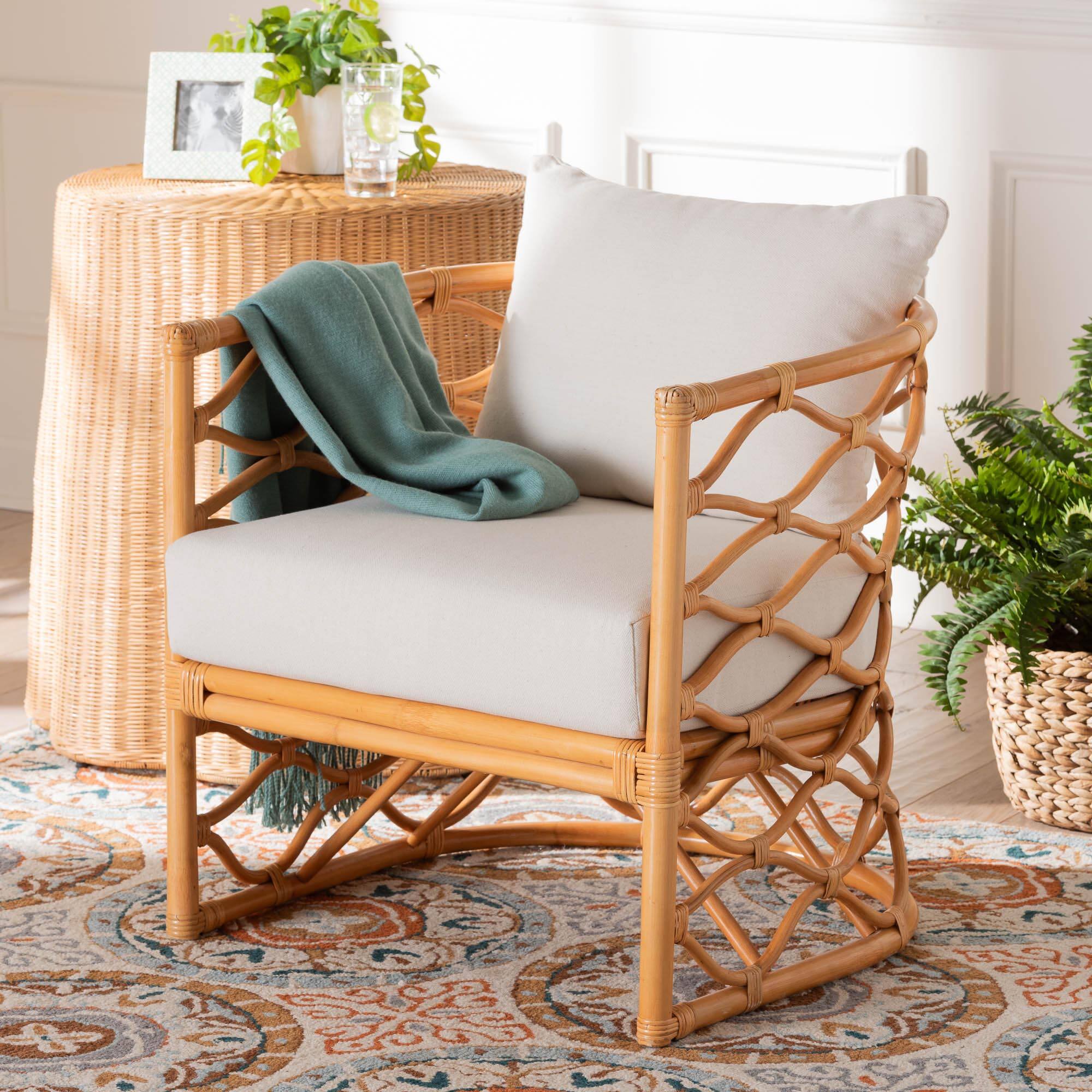 Alt View 4. bali & pari - Acelynn Bohemian Rattan Arm Chair - Light Honey.