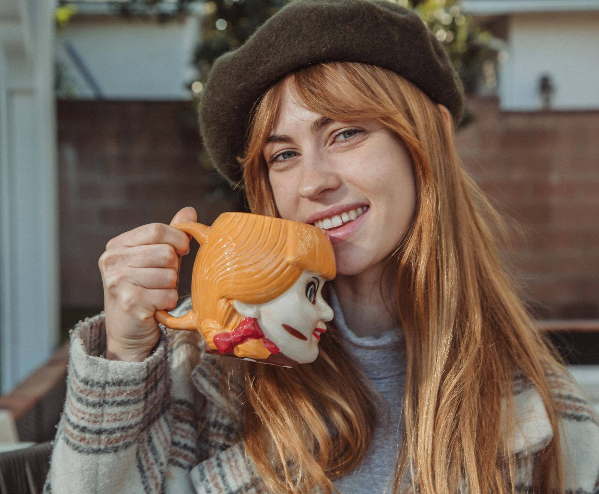 Alt View 4. Silver Buffalo - The Conjuring Annabelle Head Sculpted Ceramic Mug | Holds 20 Ounces - Brown.