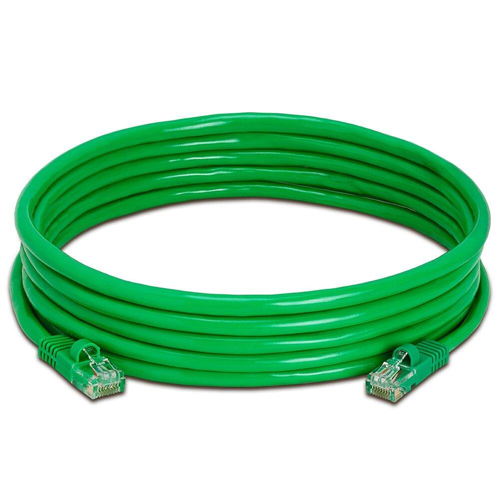 Angle. Cmple.com - Cmple - 10 Pack Cat5e Ethernet Cable 15ft Internet Cables, RJ45 Connectors 1Gbps LAN Patch Cord 350Mhz Wire - Green - Green.
