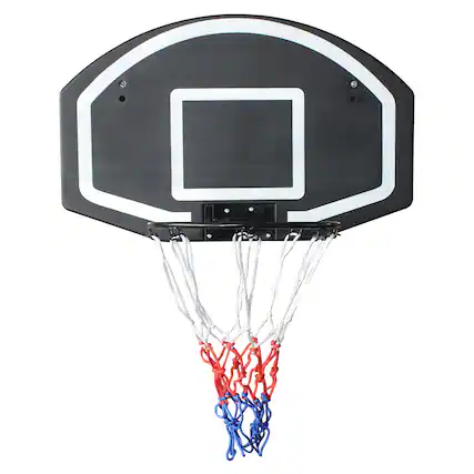 Front. APRILSOUL - Wall mounted Basketball Hoop 29x18 Shatterproof Folding Indoor Outdoor - Black.