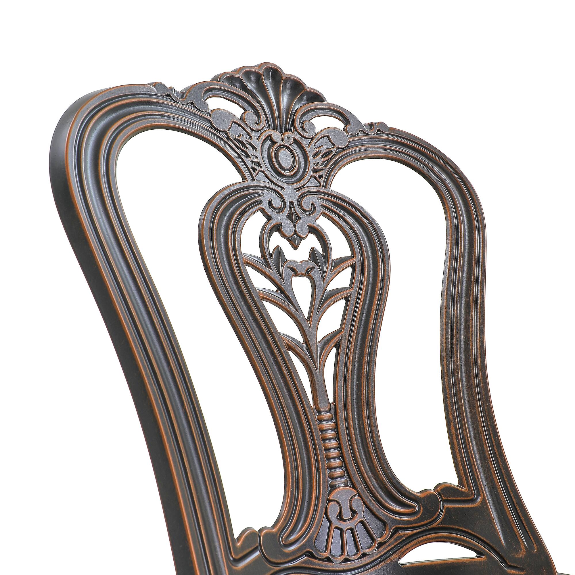 Left. Mondawe - Set of 2 Outdoor Cast Aluminum Chairs - Bronze.