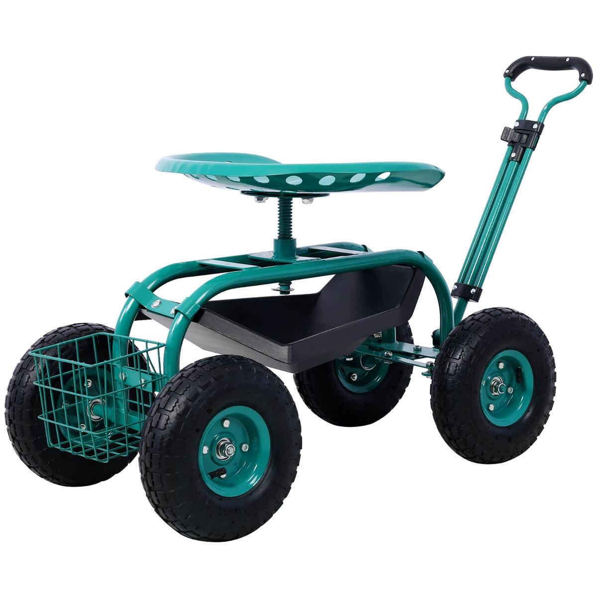 Alt View 8. Loheer - Loheer Rolling Garden Scooter with 360 Swivel Seat, Green.