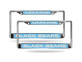Rico Industries - Maine Black Bears (Set of 2) Chrome Metal Laser Cut License Plate Frame - Multi