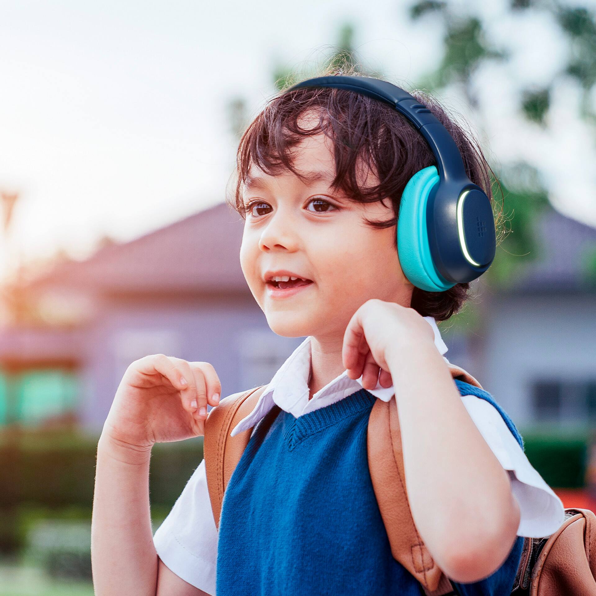 Alt View 20. Tronsmart - KH03 Active Noise Cancelling Wireless Headphones w/ 74/85/93dB Safe Volume, LED Lights, 70H Playtime for School Travel - Navy Blue.