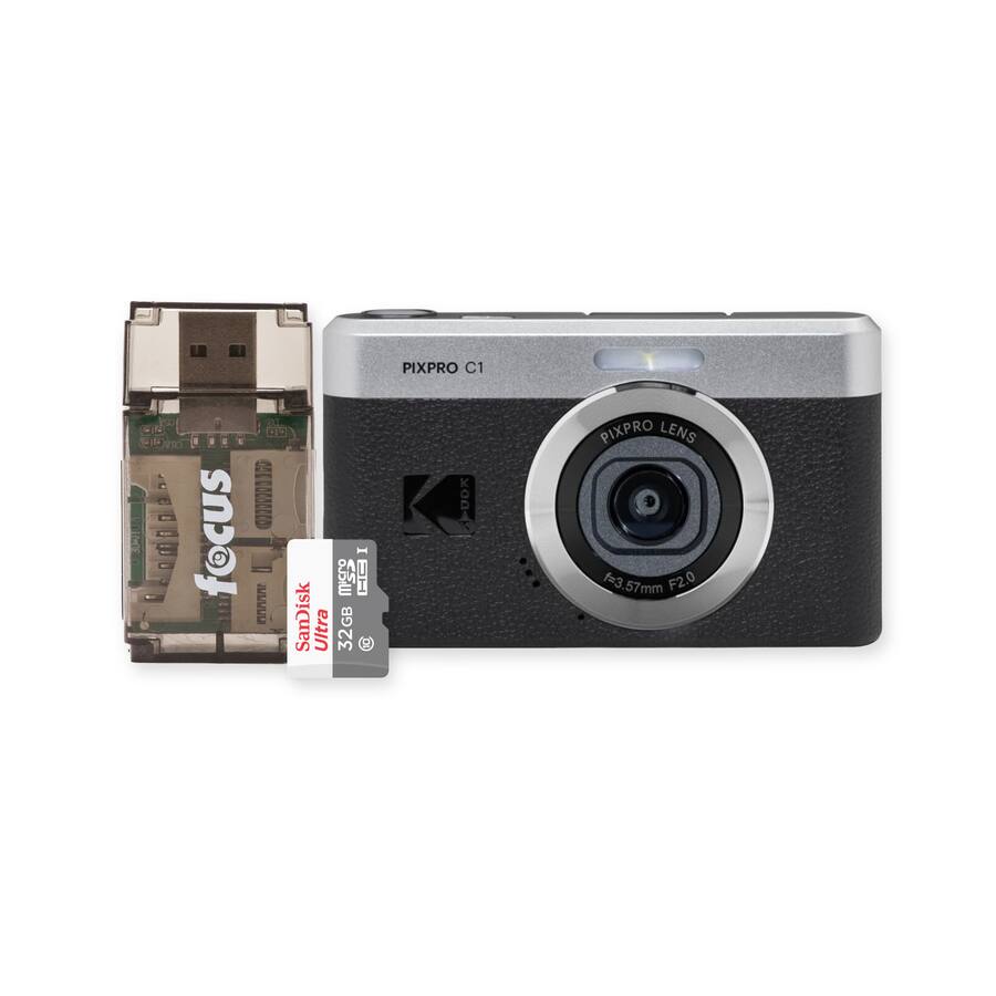 Kodak PIXPRO C1 13MP Digital Camera (Black) with MicroSD Card and Kodak PIXPRO C1 13MP Digital Camera (Black) with MicroSD Card and