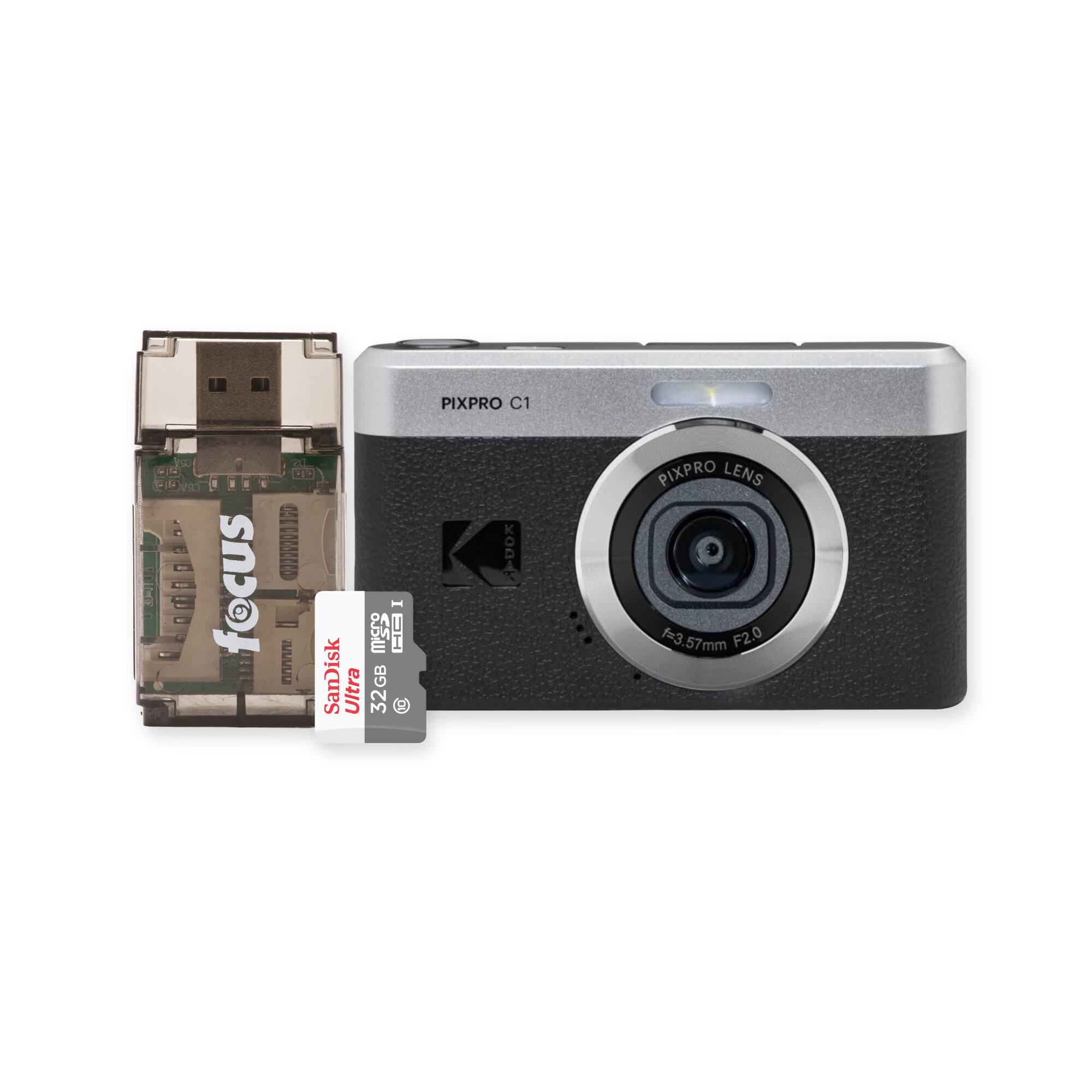Kodak - PIXPRO C1 13MP Digital Camera (Black) with MicroSD Card and Card Reader