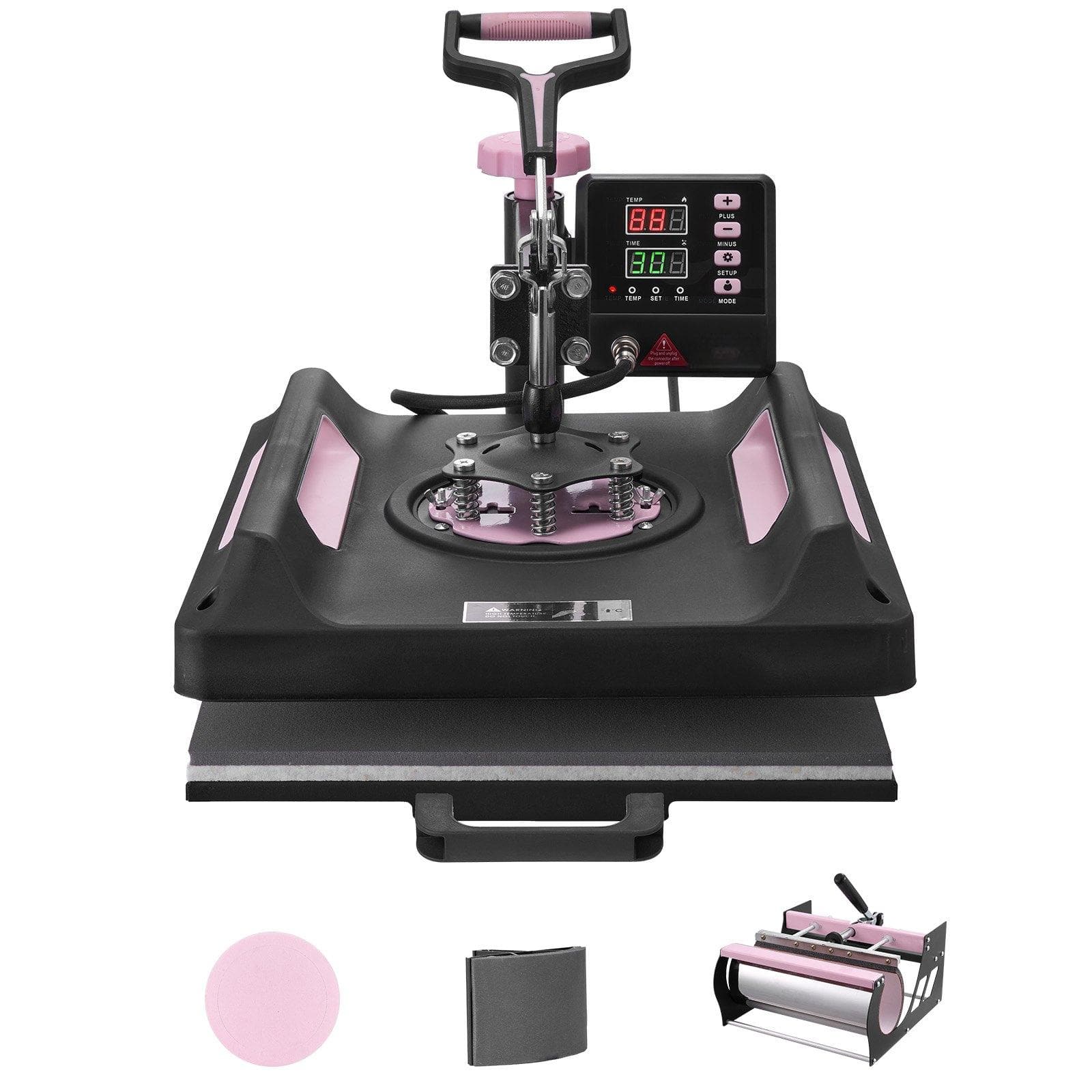 Glintex - 15"x15" 5-in-1 Heat Press Machine with 30oz Tumbler Press, 360° Swing-Away, Teflon Coating, Digital Control