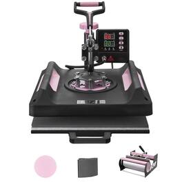 Glintex - 15"x15" 5-in-1 Heat Press Machine with 30oz Tumbler Press, 360° Swing-Away, Teflon Coating, Digital Control